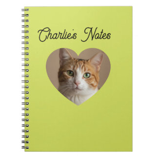Simple Green Pet Cat Heart Frame Back to School Notebook