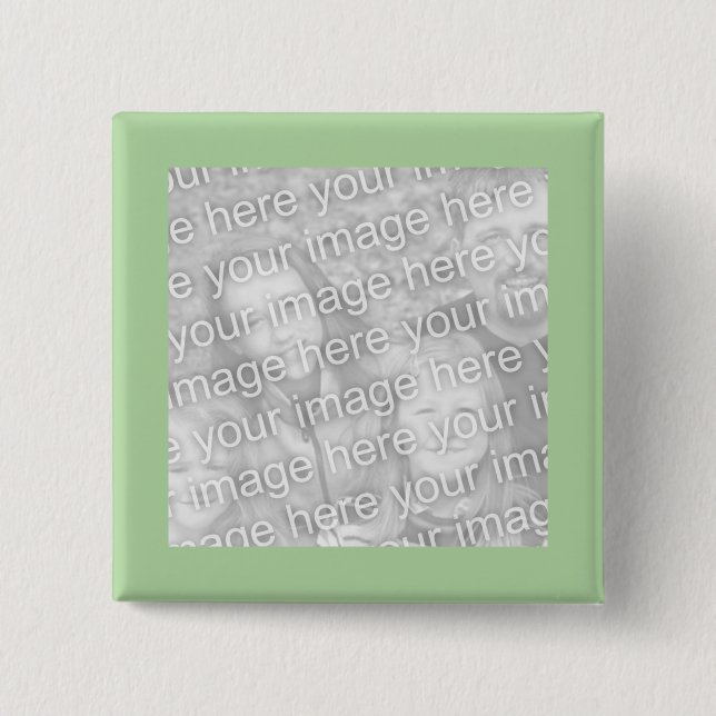 simple green photo frame 15 cm square badge (Front)