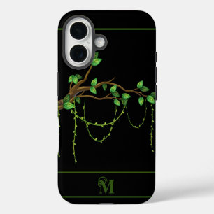 Simple Green Plant, Monogramed Initial  iPhone 16 Case
