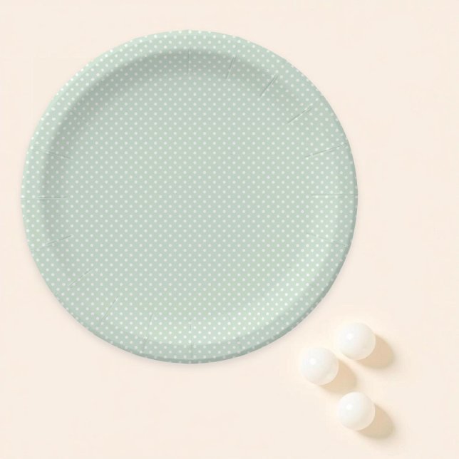 Simple Green Polka Dot Paper Plate (Creator Uploaded)