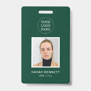 Simple Green Professional Employee Office Photo ID Badge