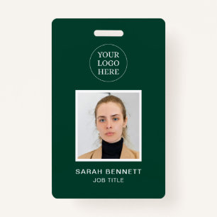 Simple Green Professional Employee Office Photo ID ID Badge