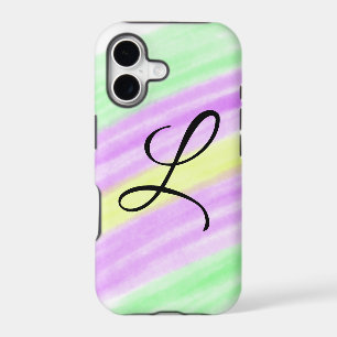Simple green purple watercolor add your monogram n