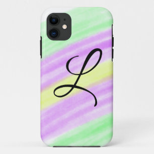 Simple green purple watercolor add your monogram n Case-Mate iPhone case