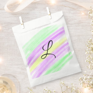 Simple green purple watercolor add your monogram n favour bags