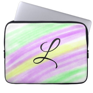 Simple green purple watercolor add your monogram n laptop sleeve