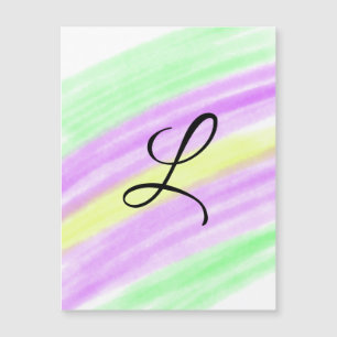 Simple green purple watercolor add your monogram n magnetic invitation