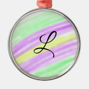 Simple green purple watercolor add your monogram n metal tree decoration
