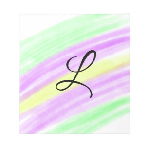 Simple green purple watercolor add your monogram n notepad