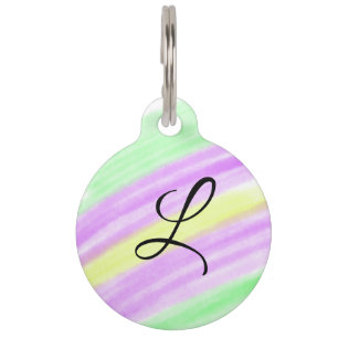 Simple green purple watercolor add your monogram n pet tag