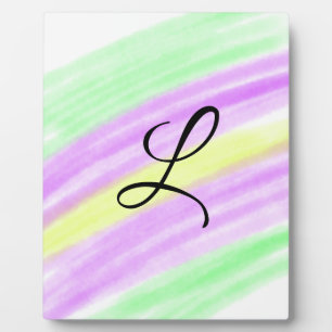 Simple green purple watercolor add your monogram n plaque