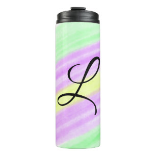 Simple green purple watercolor add your monogram n thermal tumbler