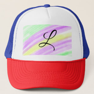 Simple green purple watercolor add your monogram n trucker hat