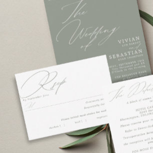 Simple Green Sage White Meal Choice RSVP Card