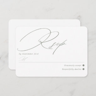 Simple Green Sage White RSVP Card