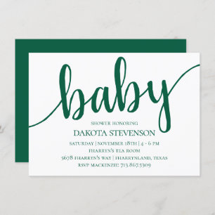 Simple Green Script Bold Hunter Baby Shower Invitation