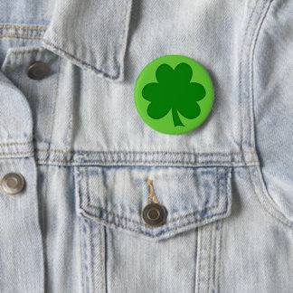 Simple Green Shamrock St Pats Day 6 Cm Round Badge