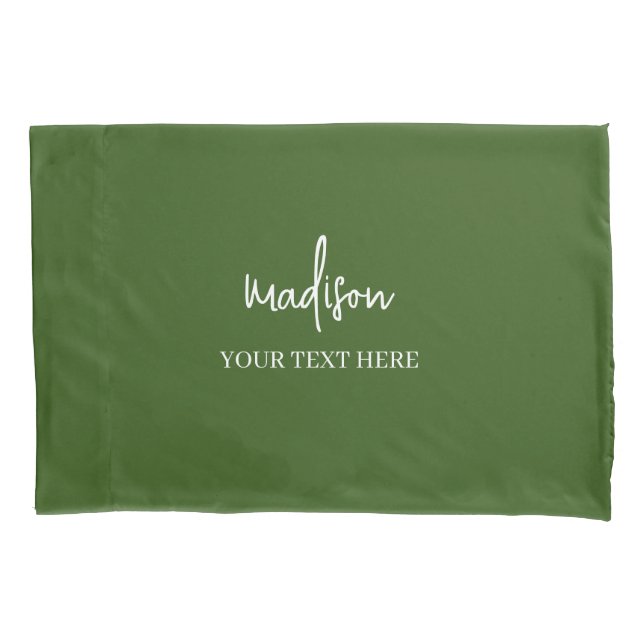 Simple green Signature With Text  Pillow Case (Front)