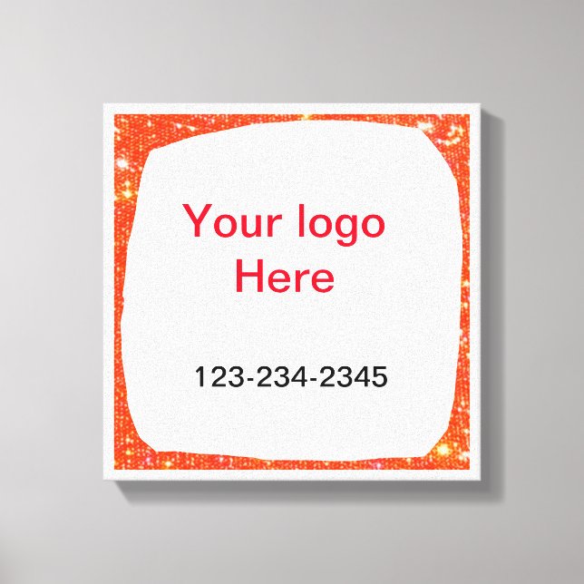 Simple green sparkle glitter add your logo number  canvas print (Front)