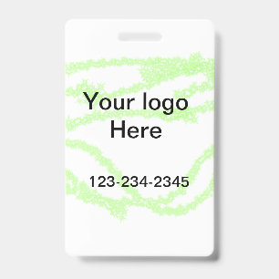 Simple green sparkle glitter add your logo number ID badge