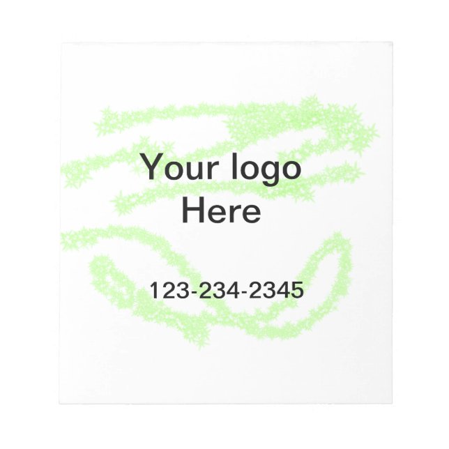 Simple green sparkle glitter add your logo number  notepad (Front)
