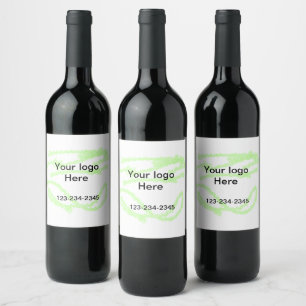 Simple green sparkle glitter add your logo number  wine label