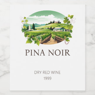 Simple Green Vineyard Wine Label Set