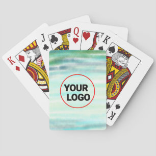 Simple green watercolor abstract add logo text min playing cards