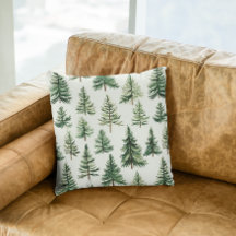 Simple Green Watercolor Pine Holiday
