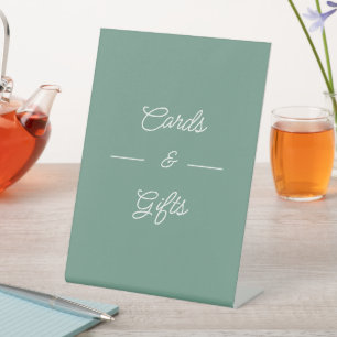 Simple Green Wedding Cards And Gifts  Pedestal Sign