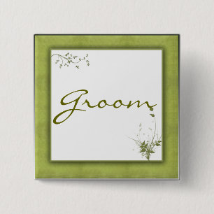 Simple Green Wedding Design 15 Cm Square Badge