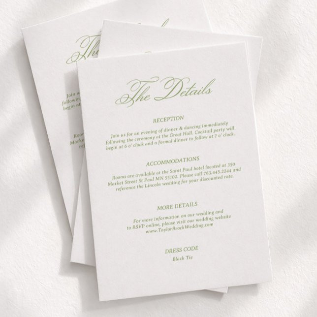 Simple Green Wedding Details Dress Code Enclosure Card (Creator Uploaded)
