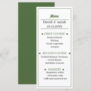 Simple Green Wedding Dinner Menu