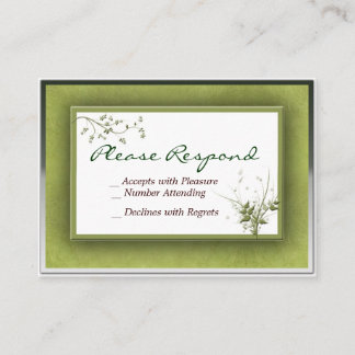 Simple Green Wedding Floral RSVP - Customised Enclosure Card