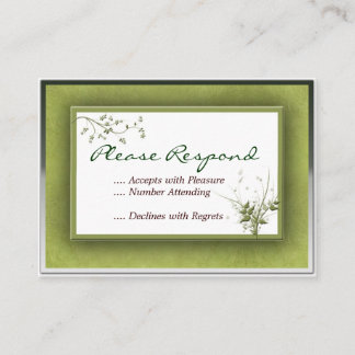Simple Green Wedding Floral RSVP Enclosure Card