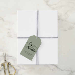 Simple Green Wedding Love and thanks Script Custom Gift Tags