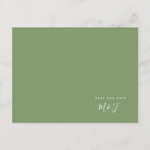  Simple Green Wedding Save the Date Announcement Postcard