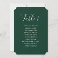 Simple green wedding seating chart. Modern script