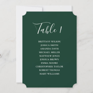 Simple green wedding seating chart. Modern script Invitation