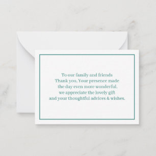 Simple Green Wedding Thank You  Card
