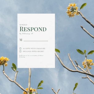 Simple Green & White Wedding RSVP