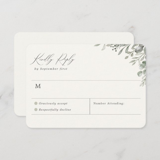 Simple Greenery Botanical RSVP Card (Front/Back)