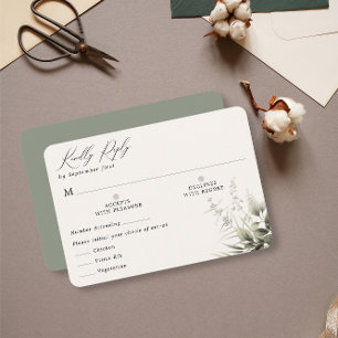 Simple Greenery Botanical RSVP Card With Meal