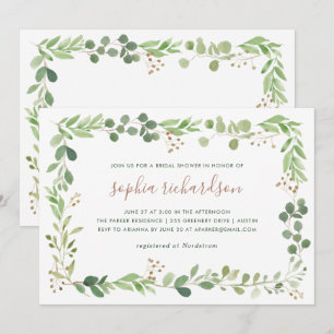 Simple Greenery Bridal Shower Invitation
