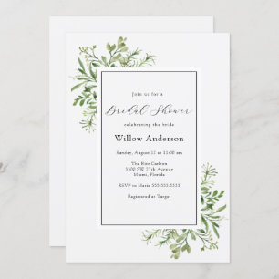 Simple Greenery Bridal Shower Invitation