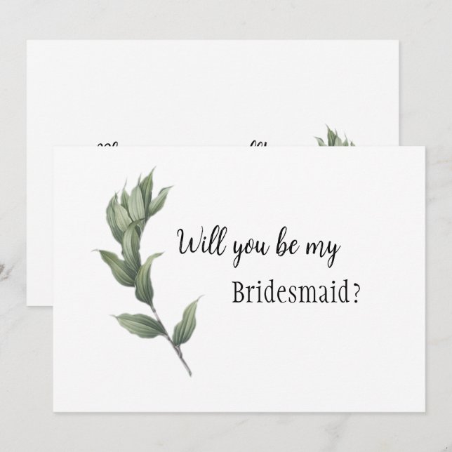 Simple Greenery Bridesmaid Proposal  Invitation (Front/Back)