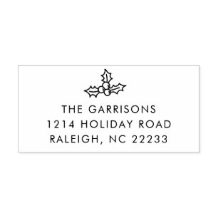 Simple Greenery Christmas Name Return Address Self-inking Stamp