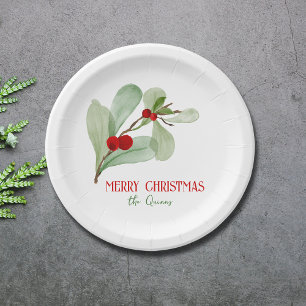 Simple Greenery Christmas Paper Plate