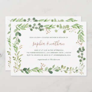 Simple Greenery Couples Shower Invitation