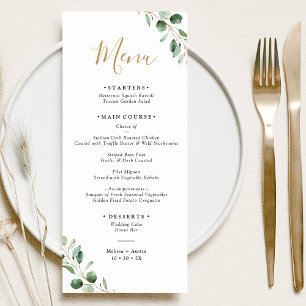 Simple Greenery Eucalyptus Elegant Wedding Menu